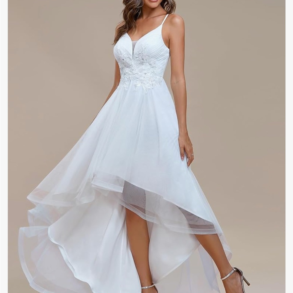 Ever-Pretty Women's Embroidered Waist High Low A-Line Tulle wedding